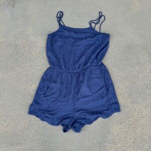 RVCA Womens Navy Blue Strappy Back Elastic Waist Casual Summer Romper Small